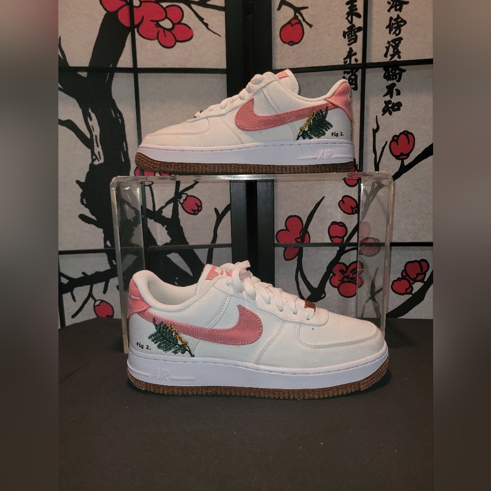 Nike Air Force 1 Catechu White and Pink Casual Sneakers